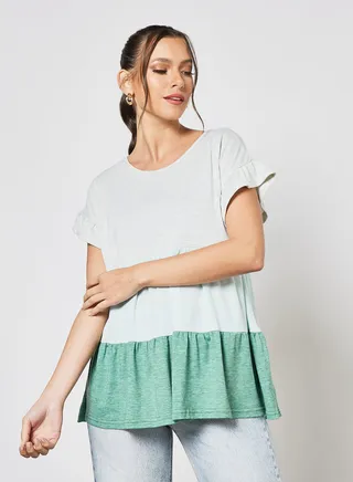Oversized Contrast Panel Blouse Multicolour 