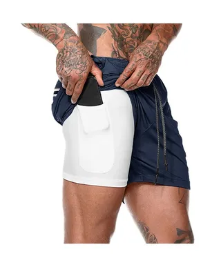 Breathable Gym Running Workout Activewear Shorts Dark Blue 