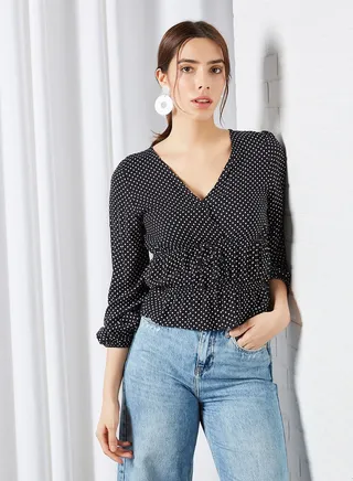 All-Over Polka Dot Top Black 