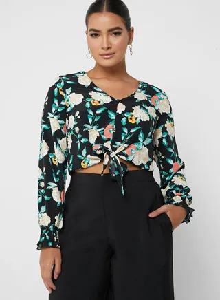 Floral Tie Detail Top 