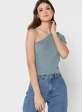 One Shoulder Crop Top 
