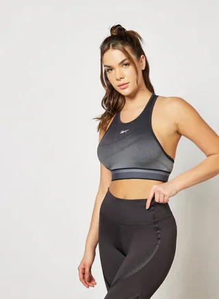 United By Fitness Seamless Training Crop Top Black/Grey 