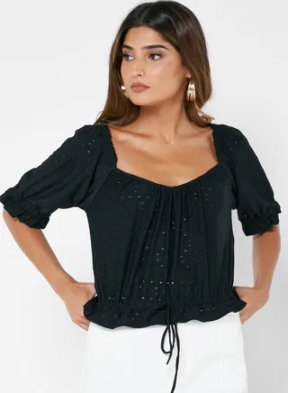 Broderie Top With Frill 