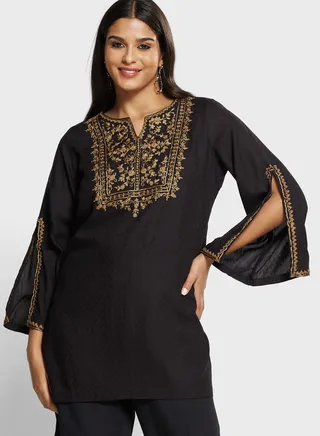 Flared Sleeve Printed Top 