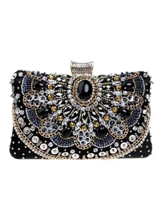 Stone Studded Party Clutch Multicolour 