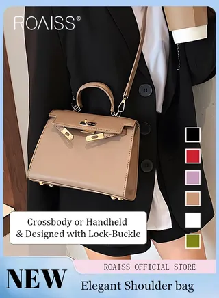 Retro Handle Satchel with Detachable Strap for Women Casual Shoulder Kelly Bag Ladies Crossbody Bags with Lock Closure 