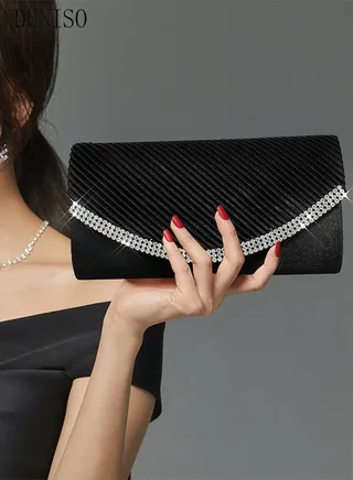 Women Shiny Glitter Evening Clutch Crossbody Bag Envelope Handbag Chain Purse for Wedding Formal Cocktail Party 