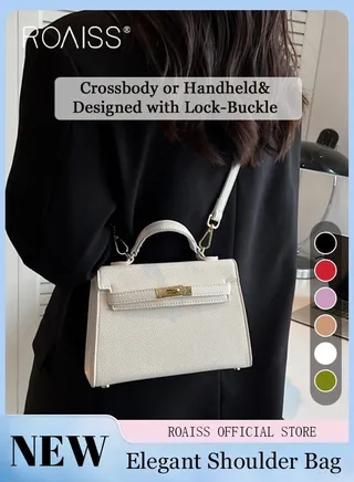 Retro Handle Satchel with Detachable Strap for Women Casual Shoulder Kelly Bag Ladies Crossbody Bags with Lock Closure 