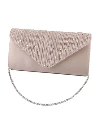 Rhinestones Ladylike Trendy Chain Bag Gold 