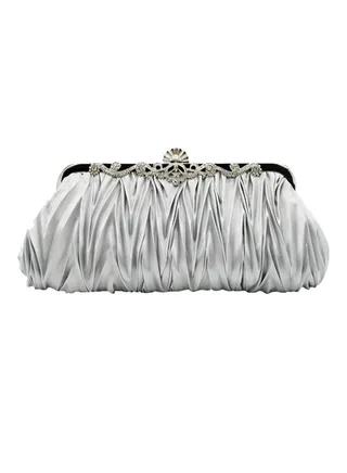 Satin Ruffle Clutch Silver 