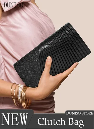 Women Shiny Glitter Evening Clutch Crossbody Bag Envelope Handbag Chain Purse for Wedding Formal Cocktail Party 