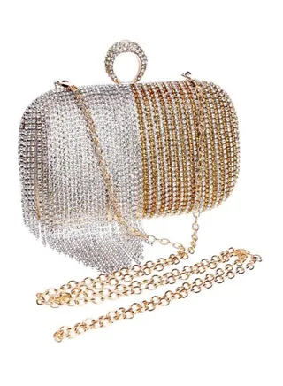 Stone Embellished Clutch Gold/Silver 