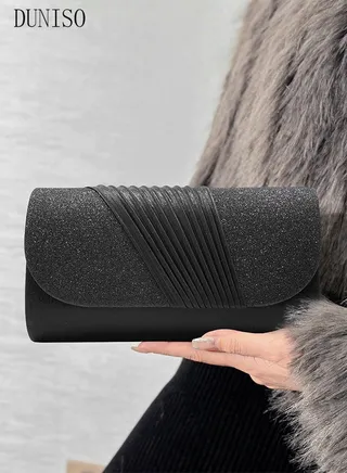 Women Shiny Glitter Evening Clutch Crossbody Bag Envelope Handbag Chain Purse for Wedding Formal Cocktail Party 