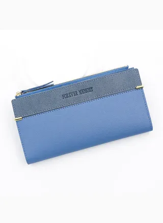 Women's Long Wallet 12 Card Position Zipper Clutch Bag Card Holder 19*10*1.5 cm Blue 