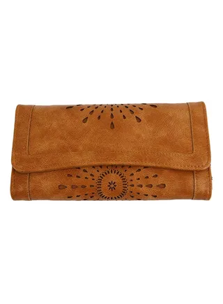 Vintage Carved Hollow Clutch Brown 