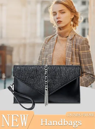 Women Shiny Glitter Evening Clutch Envelope Handbag Chain Purse for Wedding Formal Cocktail Party 