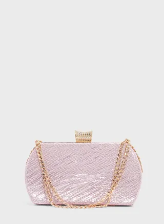 Iridescent Clutch With Chain