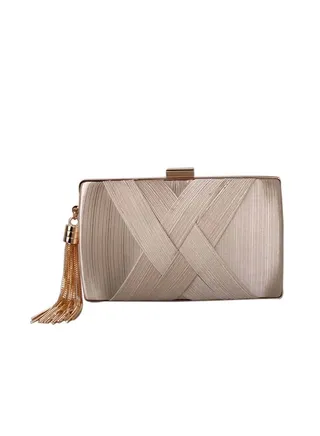 Sweet Elegant Solid Color Tassel Decor Party Clutch Multicolour 