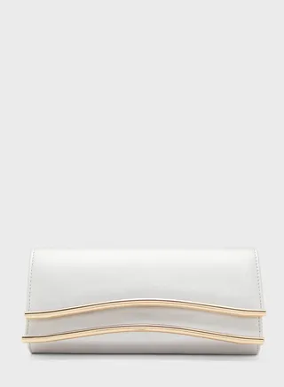 Satin Clutch Bag With Gold Trim