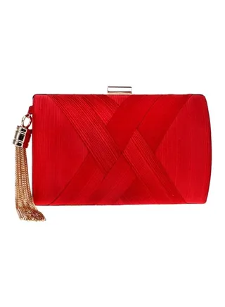 Tassel Soiree Clutch Dark Red 