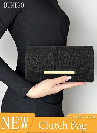 Women Shiny Glitter Evening Clutch Crossbody Bag Envelope Handbag Chain Purse for Wedding Formal Cocktail Party 