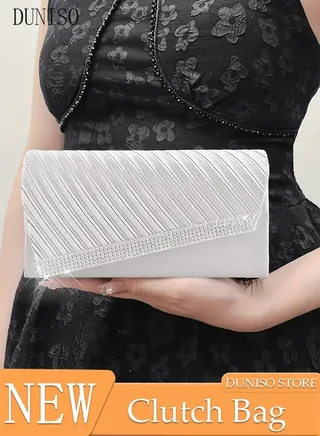 Women Shiny Glitter Evening Clutch Crossbody Bag Envelope Handbag Chain Purse for Wedding Formal Cocktail Party 
