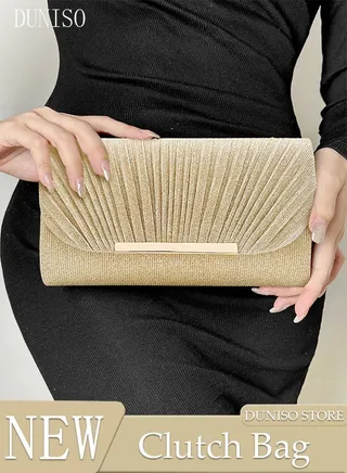 Women Shiny Glitter Evening Clutch Crossbody Bag Envelope Handbag Chain Purse for Wedding Formal Cocktail Party 