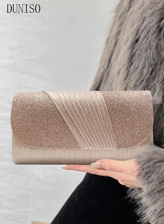 Women Shiny Glitter Evening Clutch Crossbody Bag Envelope Handbag Chain Purse for Wedding Formal Cocktail Party 