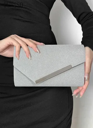 Women Shiny Glitter Evening Clutch Crossbody Bag Envelope Handbag Chain Purse for Wedding Formal Cocktail Party 