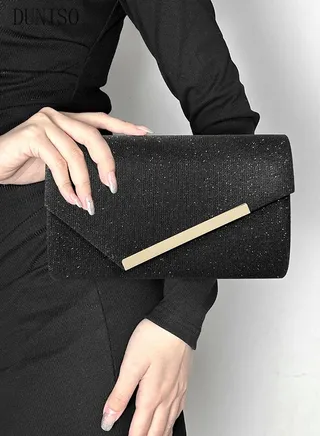 Women Shiny Glitter Evening Clutch Crossbody Bag Envelope Handbag Chain Purse for Wedding Formal Cocktail Party 