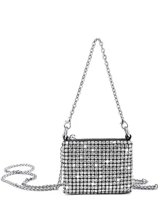 Rhinestone Purses for Women Girls Crossbody Diamond Bag Chic Sparkly Evening Handbag Bling Hobo Bag Shiny Silver Clutch Purse Stylish Shoulder and Crossbody Bag for Party Club Wedding Prom 