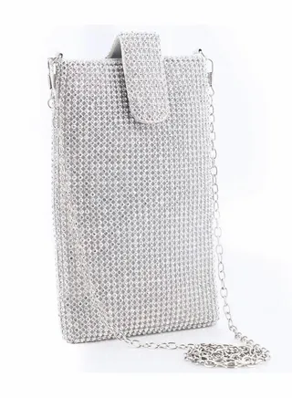 Women Evening Handbag, Evening Clutch Purses for Women Metal Mesh Small Crossbody Bag Cell Phone Purse Wallet Bling Lady Purses Mesh Wallet 
