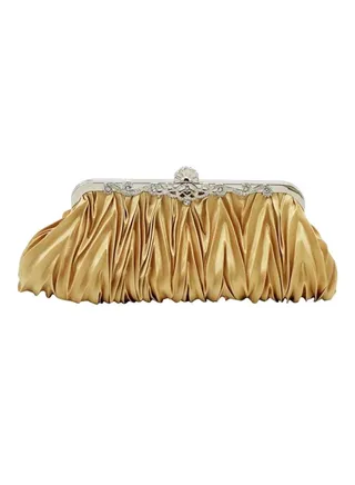 Satin Ruffle Clutch Gold/Silver 