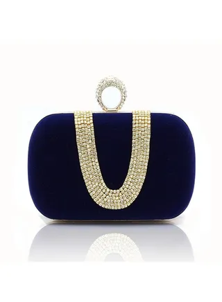 Stylish Fashion Banquet Bag Blue/Gold 