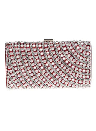 Stone Detail Party Clutch Red 