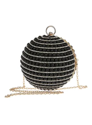 Stone Detail Spherical Clutch Black 
