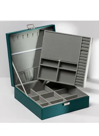 3-Layer PU Leather Jewellery Storage Box Multifunction Jewelry Case for Women 