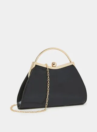 Textured Top Handle Clutch Bag
