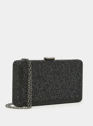 Embellished Clutch Bag with Chain Strap