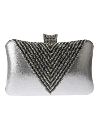 Detail Sequin Clutch Silver 