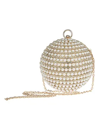 Stone Detail Spherical Clutch Gold 