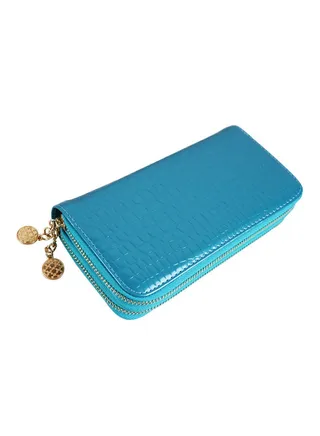 Double Zipper Wallet Blue 