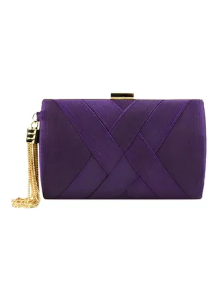 Trendy Solid Color Tassel Decoration Clutch Black 