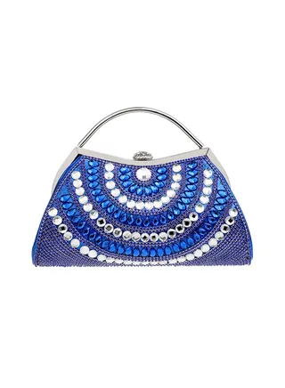 Stone Embellished Clutch Blue 