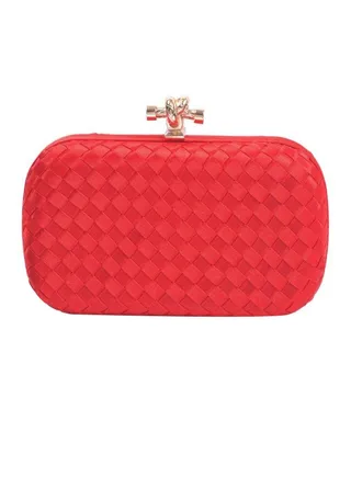 Elegant Clutch With Shoulder Strap Red/Gold 