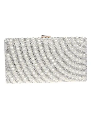 Stone Detail Party Clutch Silver 