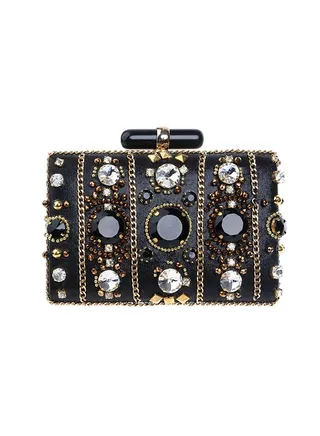 American Style Beaded Clutch Bag Black 