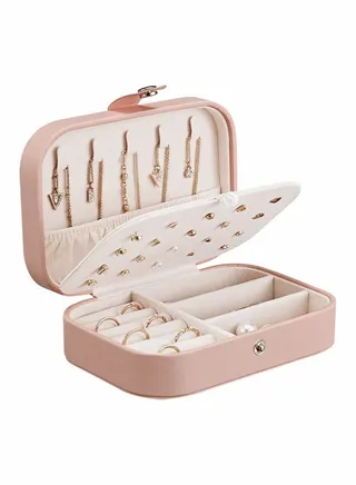 Jewelry Box for Women Girls PU Leather Jewelry Organizer Storage Case with Compartments, for Earrings Bracelets Rings Watches 