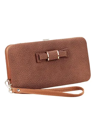 Bowknot Detailed Clutch Brown 