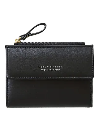 Bi-fold Short Zipper Clutch Black 